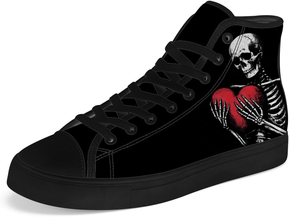 

Мужские и женские высокие кеды с черепом на шнуровке, готические высокие кеды, повседневная обувь Chebing, красный