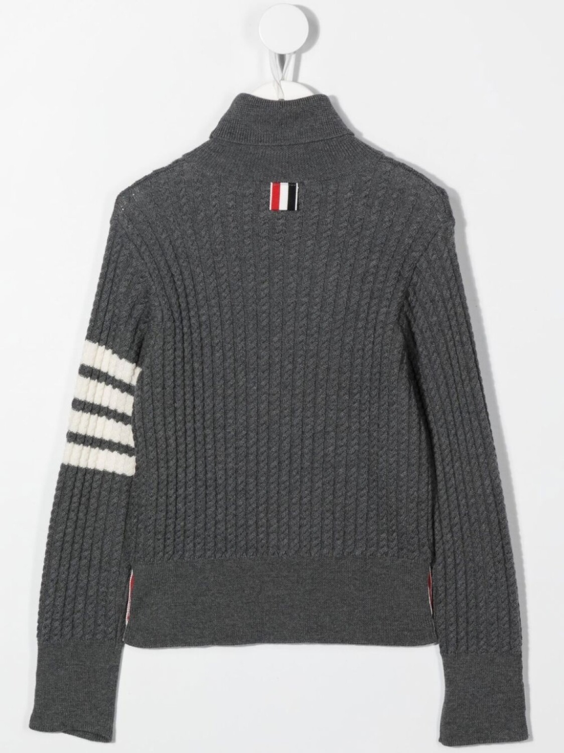 Свитер с высоким воротником и полосками Thom Browne Kids, серый — фото 2