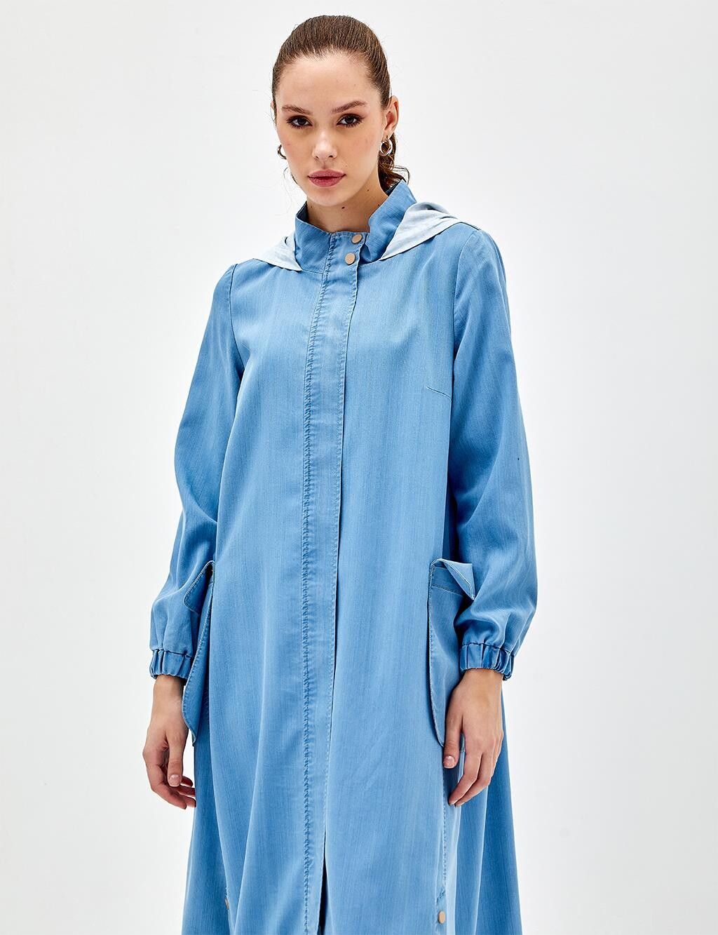 

Абая Hooded Tencel Abaya Blue Kayra