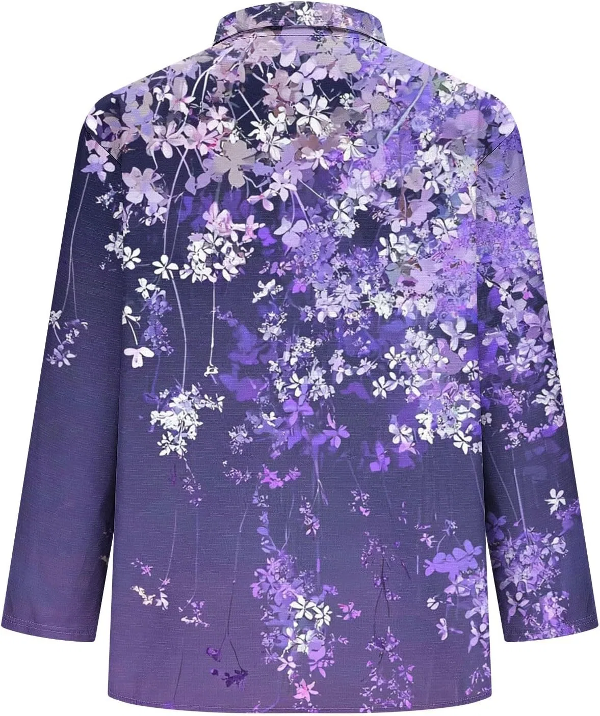 Женская блуза, свободный крой, с длинным рукавом, высоким воротом, Polyester, C-458 Purple — фото 4