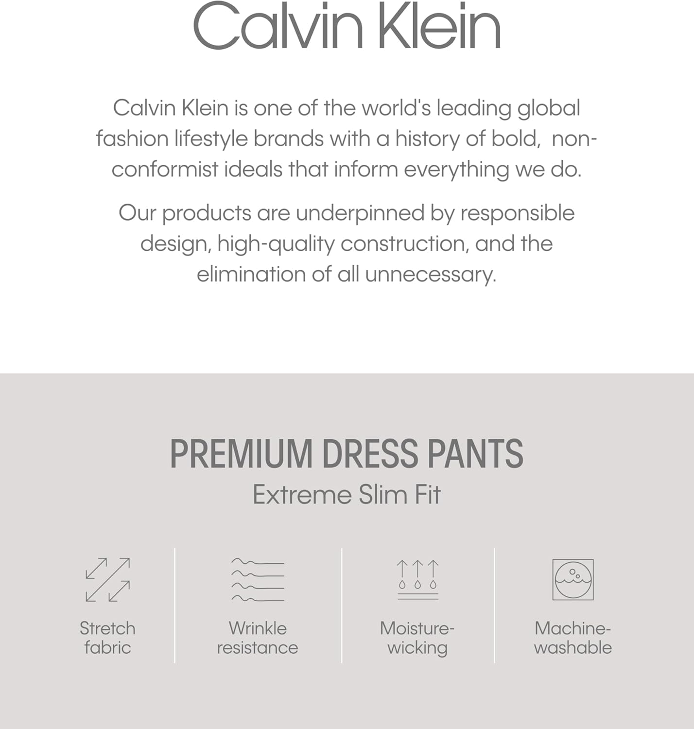 Мужские зауженные брюки Calvin Klein Slim Fit Stretch | Приталенные брюки для мужчин | Ультразауженные брюки, Charcoal Grey — фото 4
