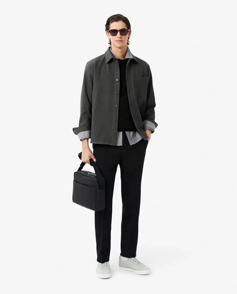 Джемпер мужской Lacoste из мериносовой шерсти с круглым вырезом, черный — фото 4