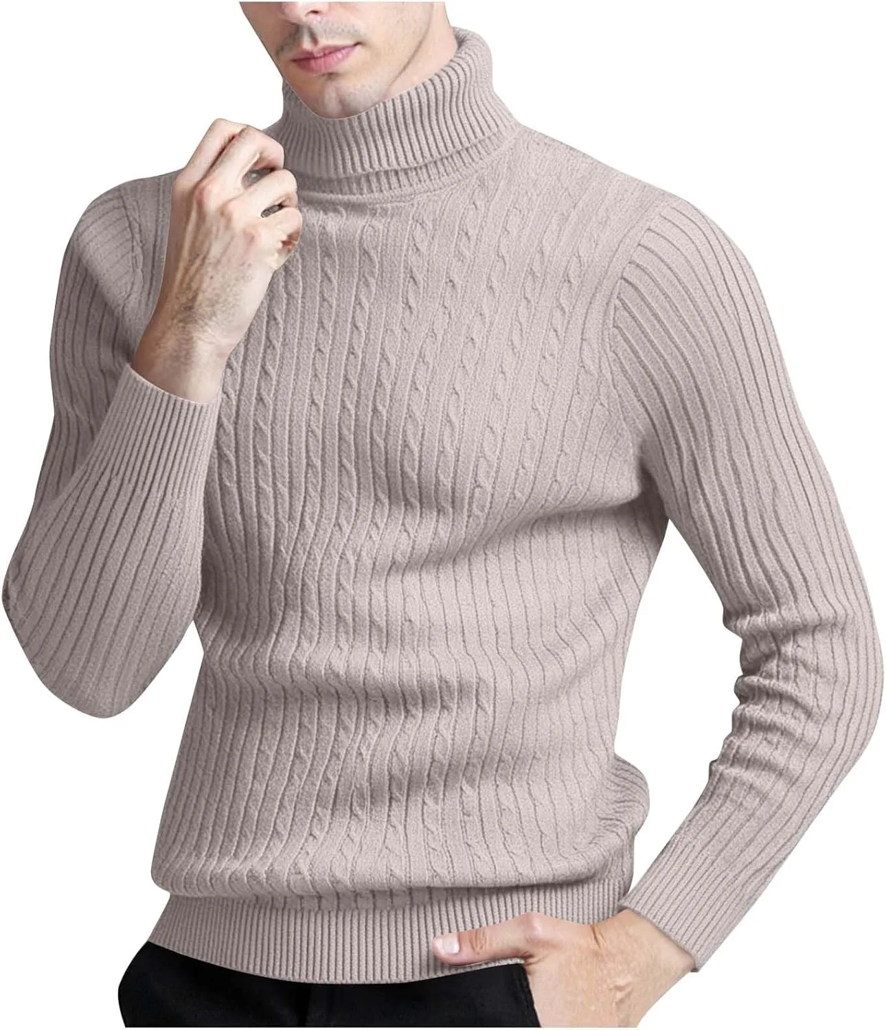 

Мужской свитер Slim Fit с воротником-стойкой, длинный рукав, вязаный