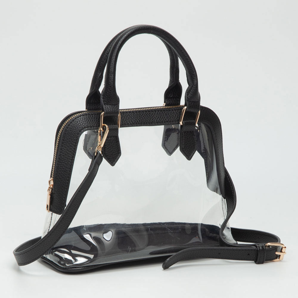 

Прозрачная структурированная сумка с ручкой и наплечным ремнем из искусственной кожи FASHNZFAB, черный