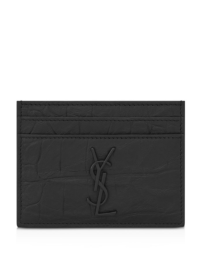 

Картхолдер с тиснением Croc и монограммой SAINT LAURENT, черный