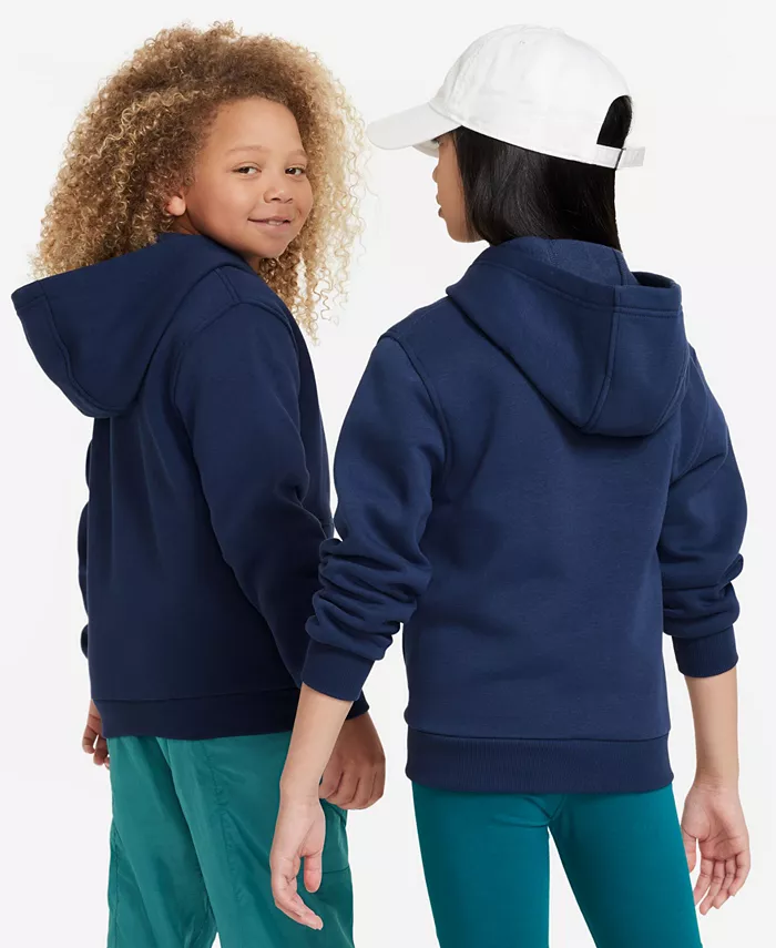 Большой детский спортивный худи Club Fleece с молнией Nike, синий — фото 2