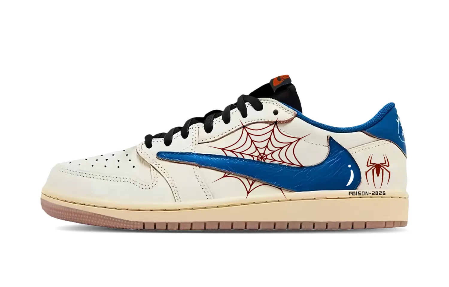 

Трэвис Скотт x Air 1 Трэвис Скотт x AJ1 молния амортизация низкие винтажные баскетбольные кроссовки unisex Jordan, бежевый/синий