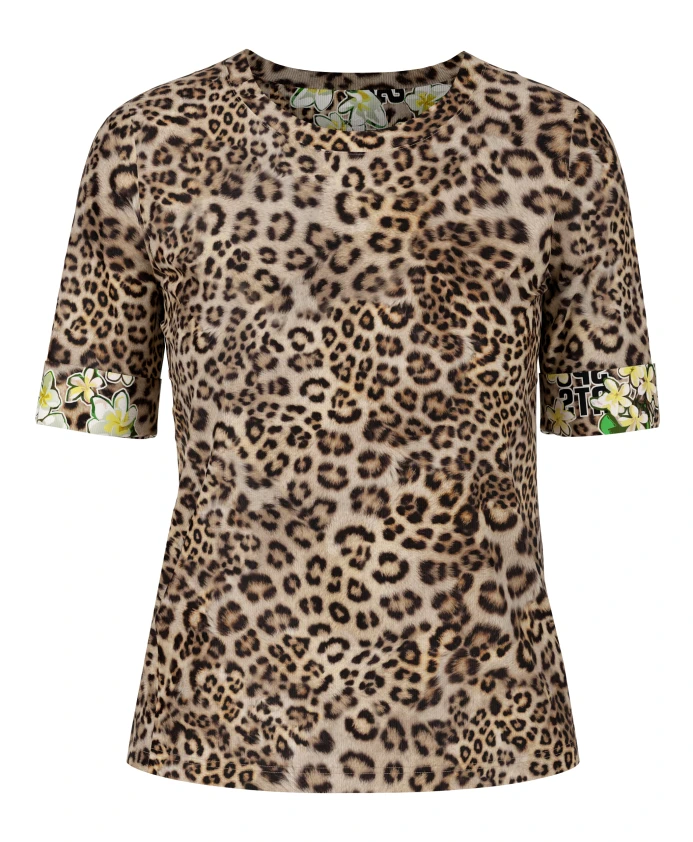 

Футболка с леопардовым принтом, приталенного кроя. Marc Cain, коричневый