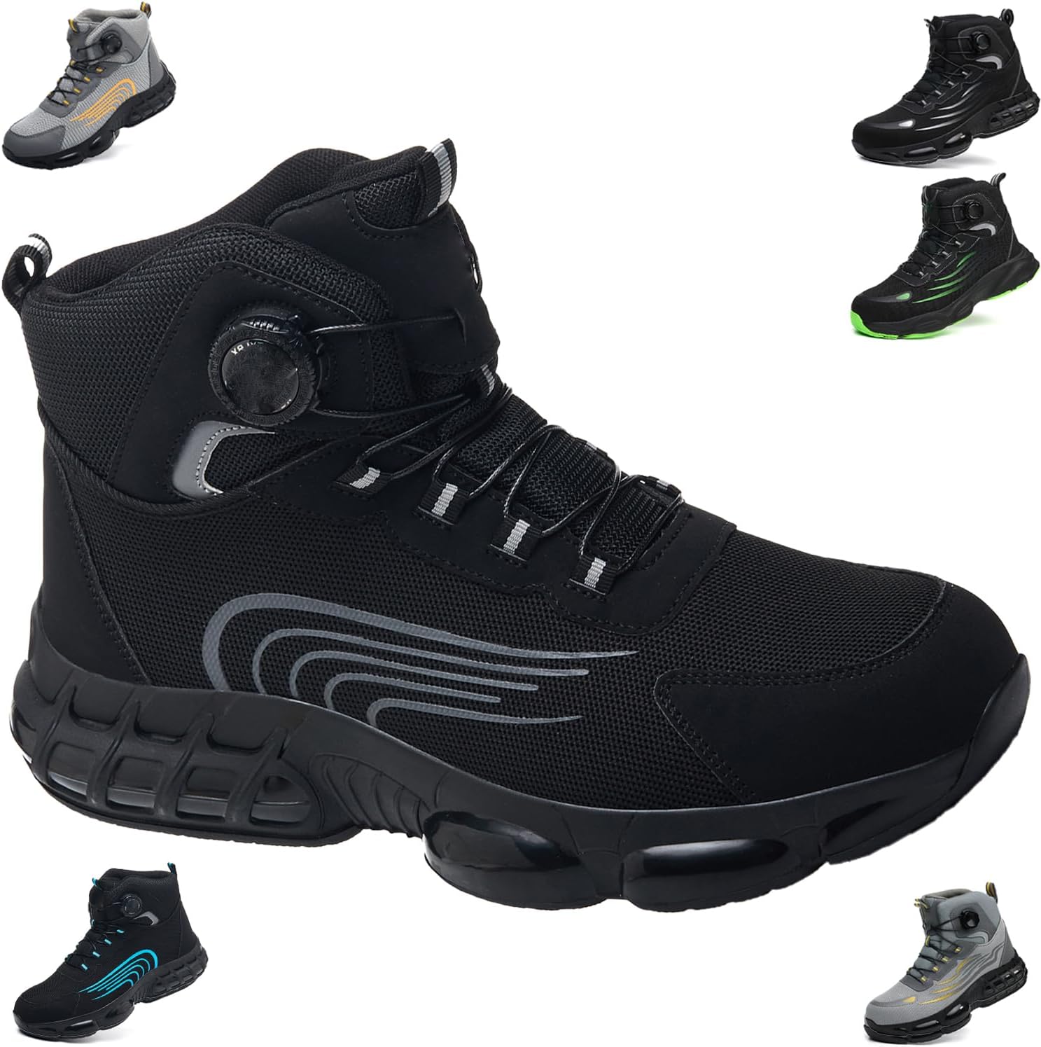 

Рабочие ботинки Nibconce 2025 для мужчин с защитным стальным и композитным носком, легкие, с широкой посадкой, противоскользящие, F