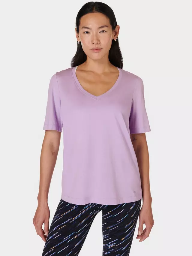 

Футболка Sweaty Betty Essential Organic Cotton Blend V-Neck, цвет prism/purple
