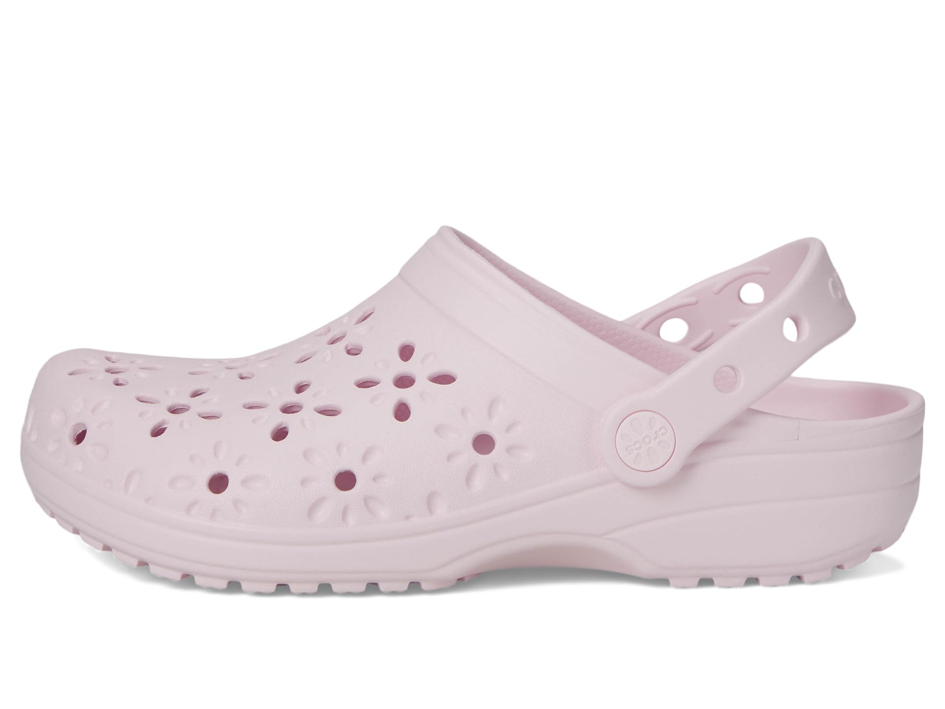 Туфли Crocs Kids Classic Clogs with Floral Cut Out Design, цвет Pink Milk — фото 4