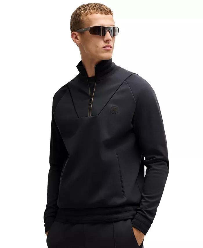 

Мужской свитшот с молнией и монограммой Double B Hugo Boss, синий