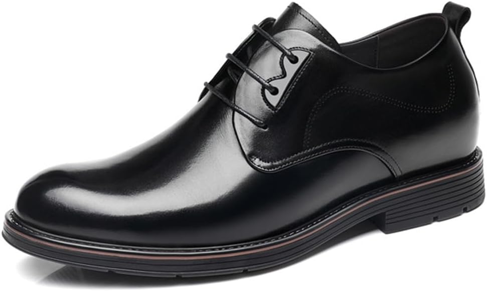 

Мужские деловые туфли YGCEEIA на шнуровке, с невидимым эффектом увеличения роста, кожа, повседневные прогулочные туфли, черный