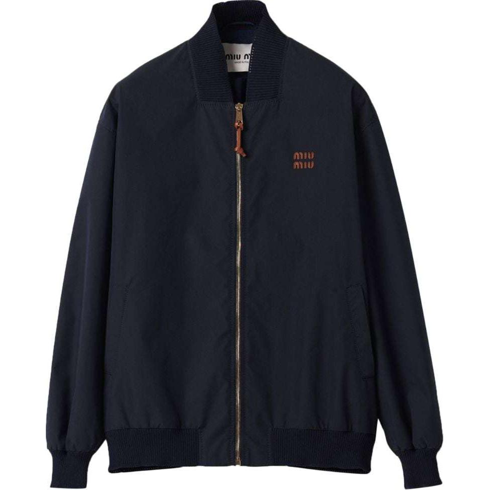 

MIU MIU Кожаная куртка с нашивками, Marine Blue