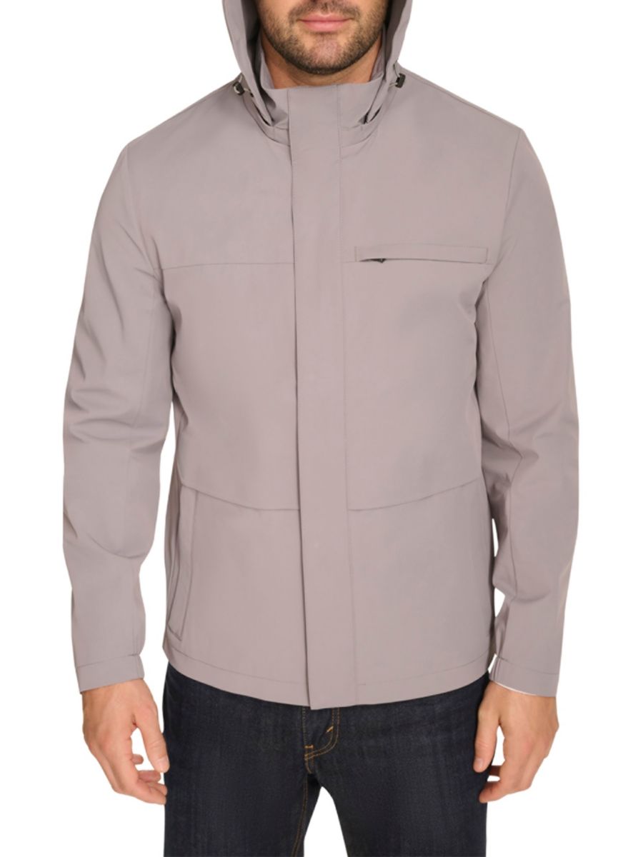 

Элегантная нейлоновая ветровка с капюшоном Cole Haan, серый