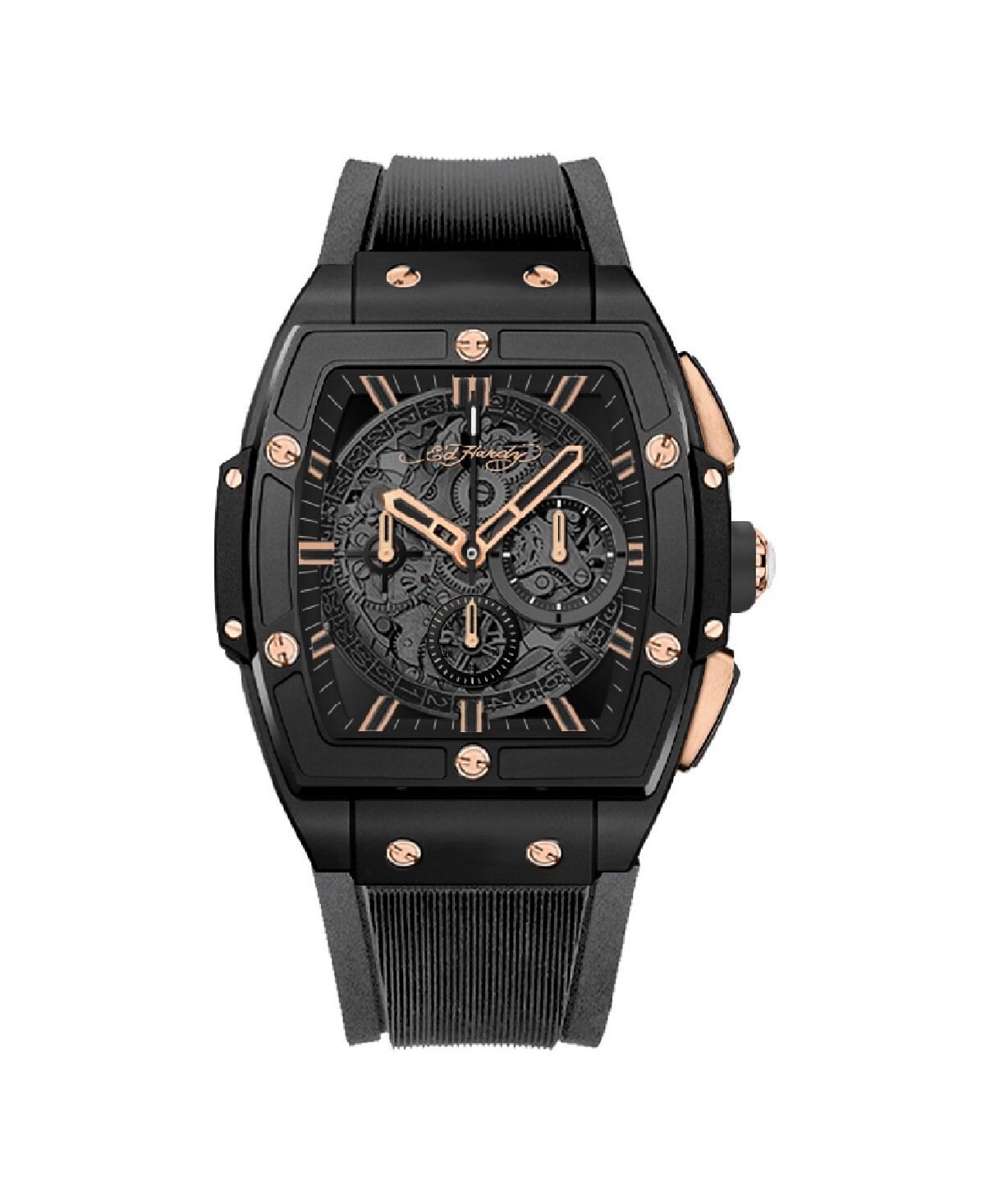 

Мужские часы с черным текстурированным силиконовым ремешком, 48 мм Ed Hardy