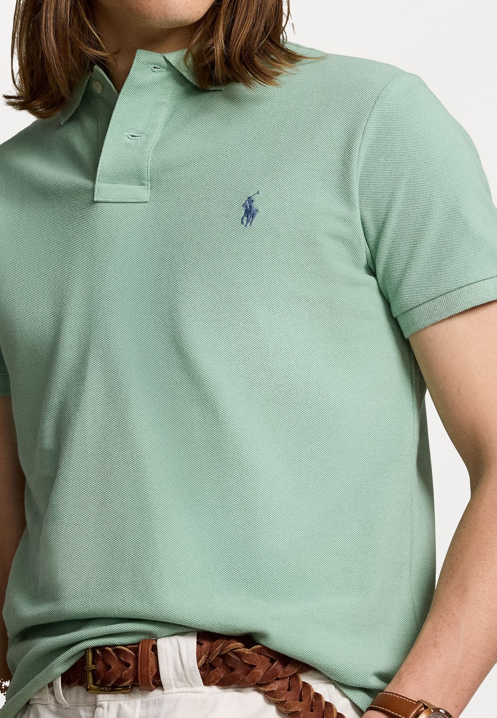 

Рубашка поло SLIM FIT MESH POLO SHIRT Ralph Lauren, мята