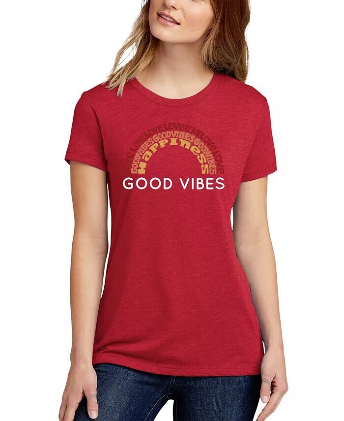 

Женская футболка Word Art Good Vibes LA Pop Art, красный