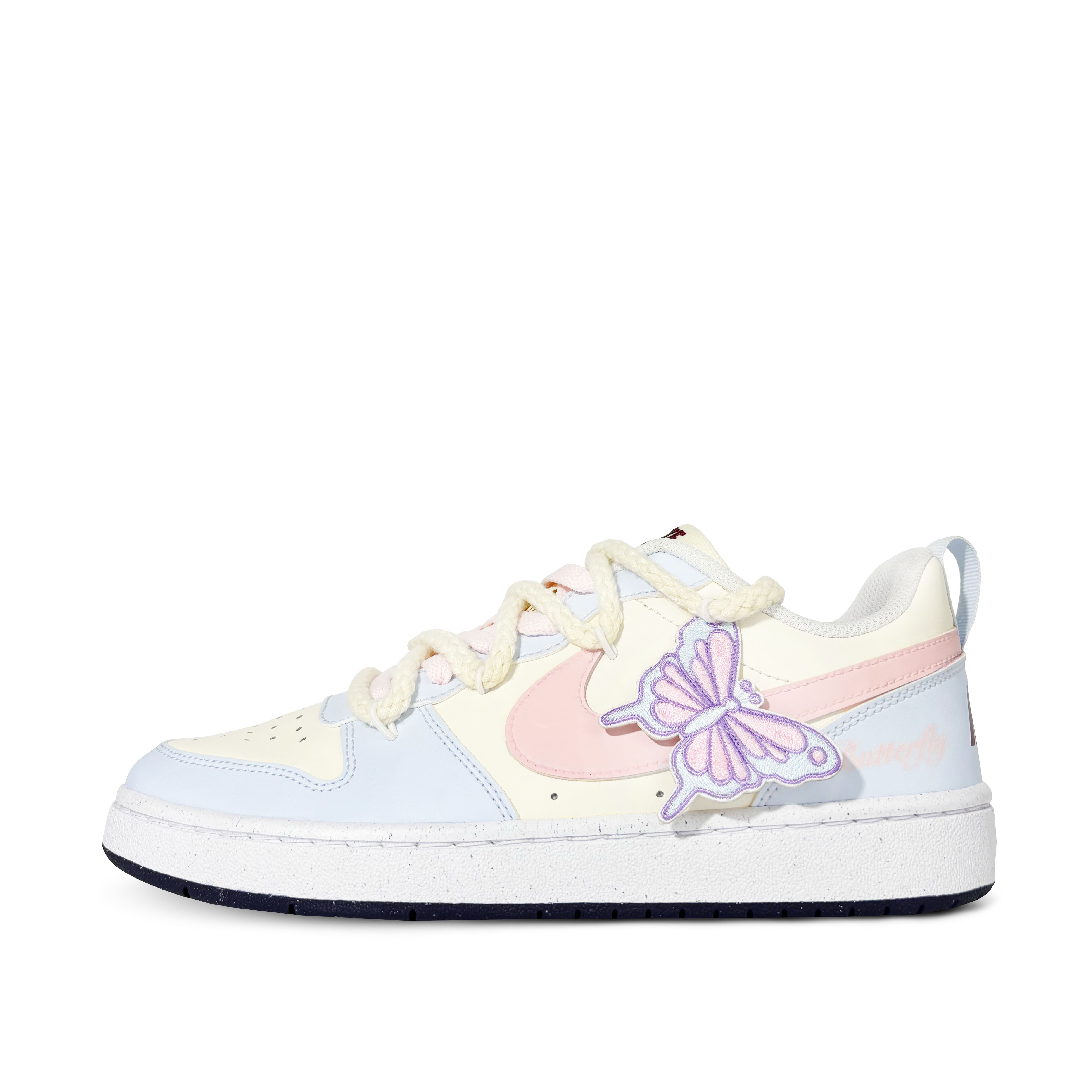 

Кроссовки Nike Court Borough Skateboarding Shoes Women's Low-top Yellow, Pink, цвет Butterfly graffiti