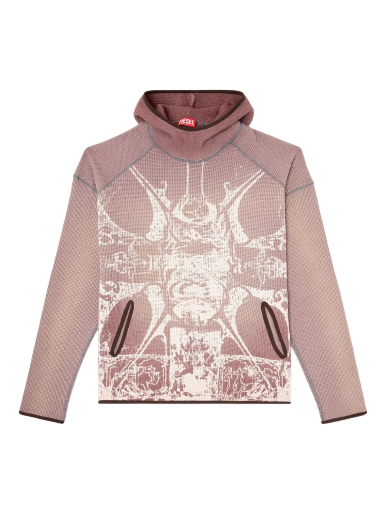 

Diesel S-Waf-Hood-Новая толстовка с капюшоном из вафельной ткани, розовый
