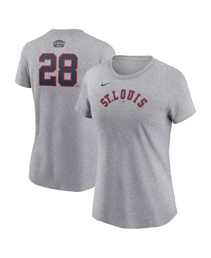 

Женская футболка Nolan Arenado Grey St. Louis Cardinals 2024 Rickwood Classic Fuse с именем и номером Nike