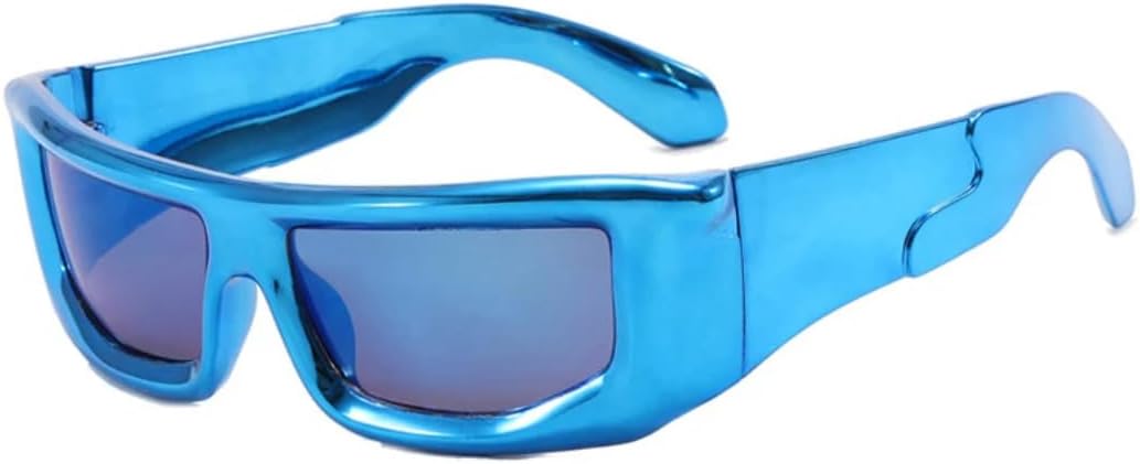 

Роскошные солнцезащитные очки для женщин и мужчин, модные, в стиле панк, с большой оправой, винтажные, зеркальные, с защитой от УФ-излучения UV400 TVTBBVV, Bright Blue