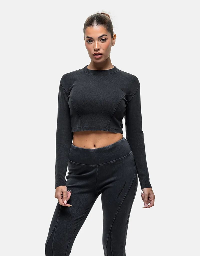 

Лонгслив Good For Nothing с открытыми швами и длинными рукавами, выцветший на солнце, черного цвета