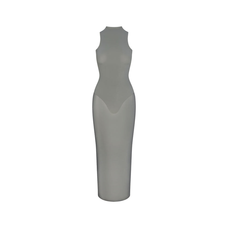 

Длинное платье с вырезом-стойкой SKIMS Milky Sheer, цвет Gunmetal