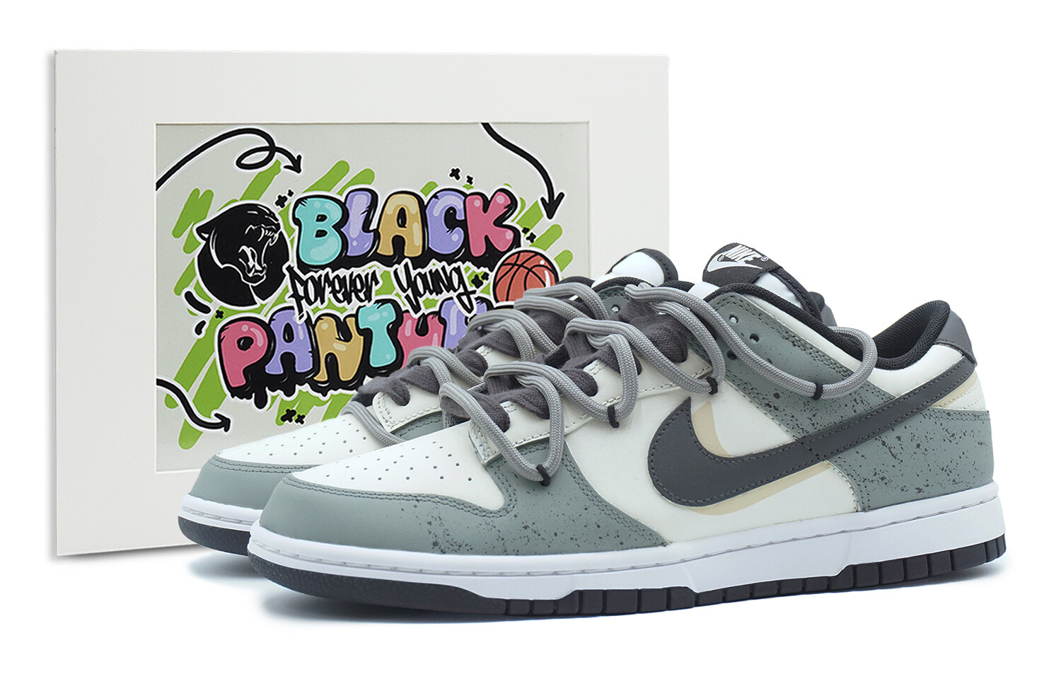 

Кроссовки Nike Dunk Skateboard Shoes Women's Low-Top Gray Black