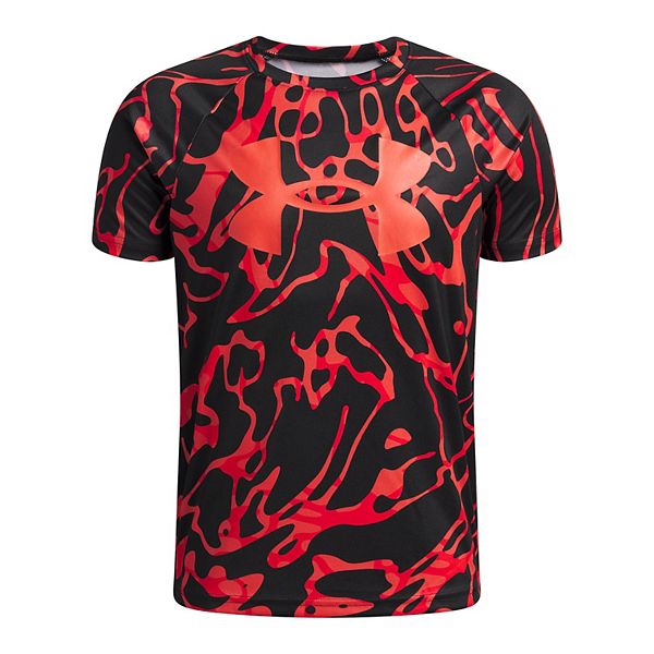 

Футболка с принтом big logo для мальчиков 8-20 tech Under Armour, Black With Venom Red