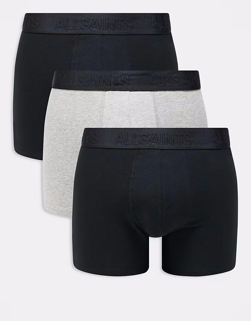 

Комплект из 3 пар боксеров из хлопка AllSaints черного и серого цветов