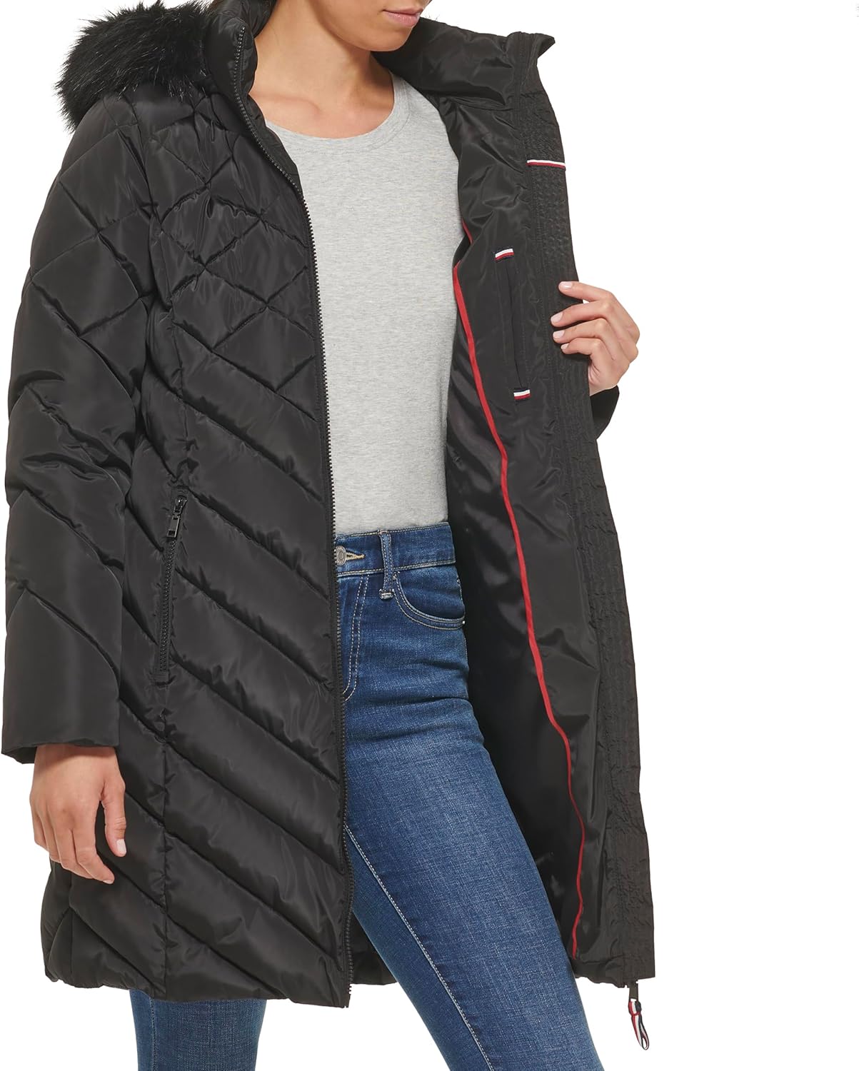 Женская длинная пуховая куртка Tommy Hilfiger, Black — фото 4