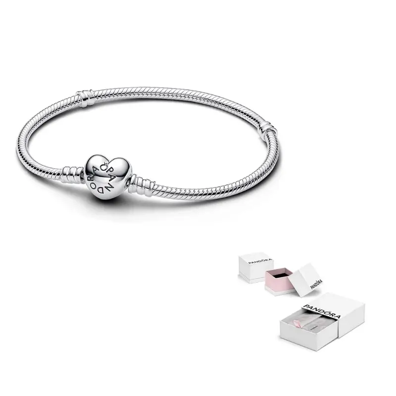 

Pandora Браслет-цепочка Moments Heart Clasp Snake Chain серебро