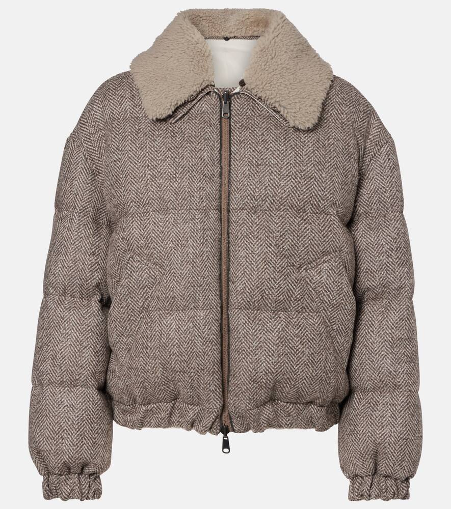 

Пуховик из шерстяной смеси Brunello Cucinelli, Marrone/Grigio/Beige