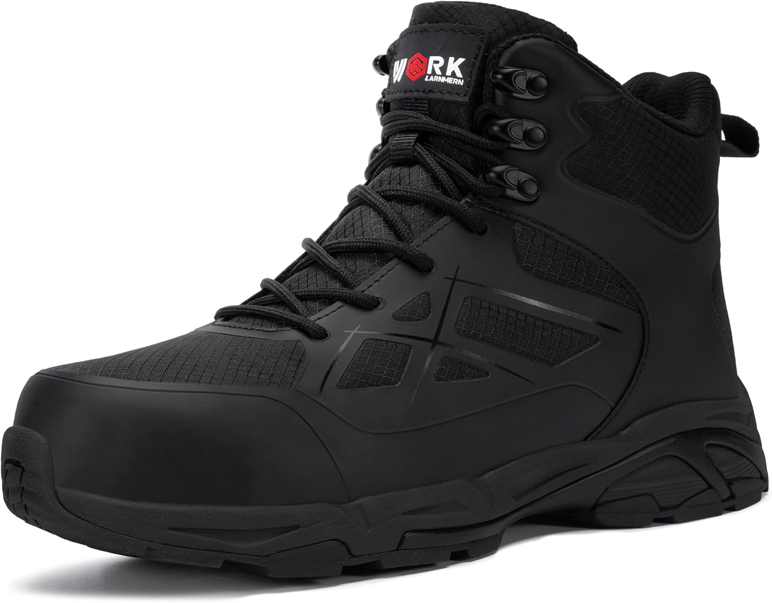 

Мужские рабочие ботинки LARNMERN со стальным носком, нескользящая защитная обувь, удобные походные кроссовки для работы в промышленности и строительстве, черный
