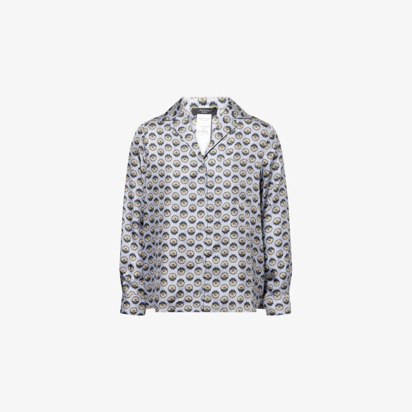 

Рубашка шелковая Max Mara Weekend Oncia с принтом, голубой