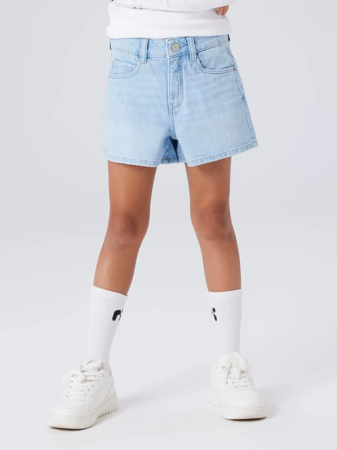 Шорты джинсовые с высокой талией Name it, light blue denim — фото 3