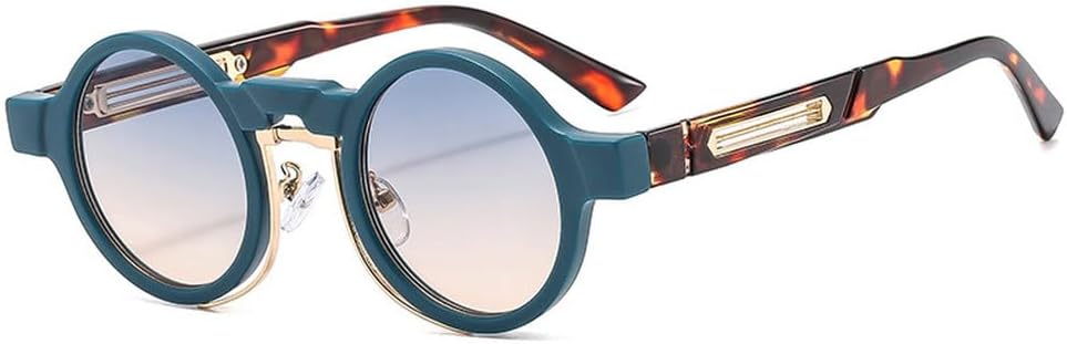 

Маленькие круглые солнцезащитные очки в стиле ретро-панк с градиентным переходом цвета, защита от ультрафиолета UV400, модные солнцезащитные очки для женщин и мужчин TKKTLLT, Green Green Tea