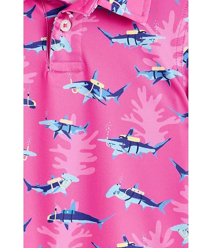 Пиксельная рубашка поло The Lil Great Pink Shark Chubbies Kids, Bright Pink/Pattern Based — фото 3