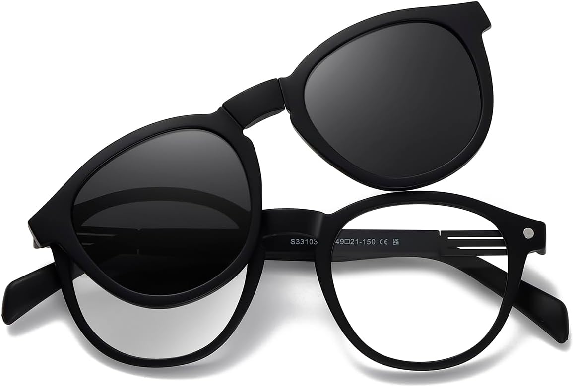 

Солнцезащитные очки с магнитной круглой оправой в стиле ретро, ​​поляризованные солнцезащитные очки Tr90 для улицы, защита от УФ-излучения UV400, унисекс weiyuchen, Black