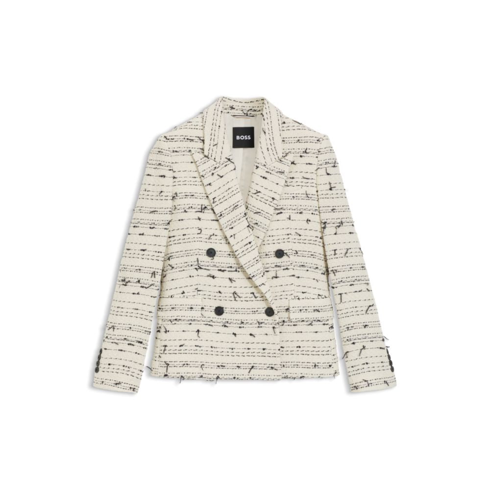 

Блейзер прямого кроя из полосатого твида из хлопковой смеси BOSS, узорчатый