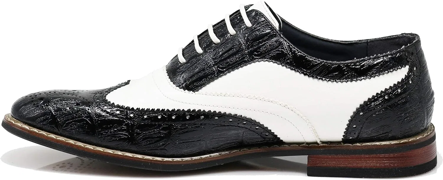 Мужские двухцветные оксфордские туфли на шнуровке WOODEN08N Enzo Romeo, Black White 03 — фото 3