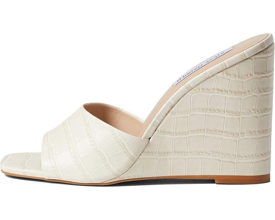 Сандалии Steve Madden Veles Женские US 6 Кость Кроко Квадратный носок Клиновидный каблук KHD752, белый — фото 2