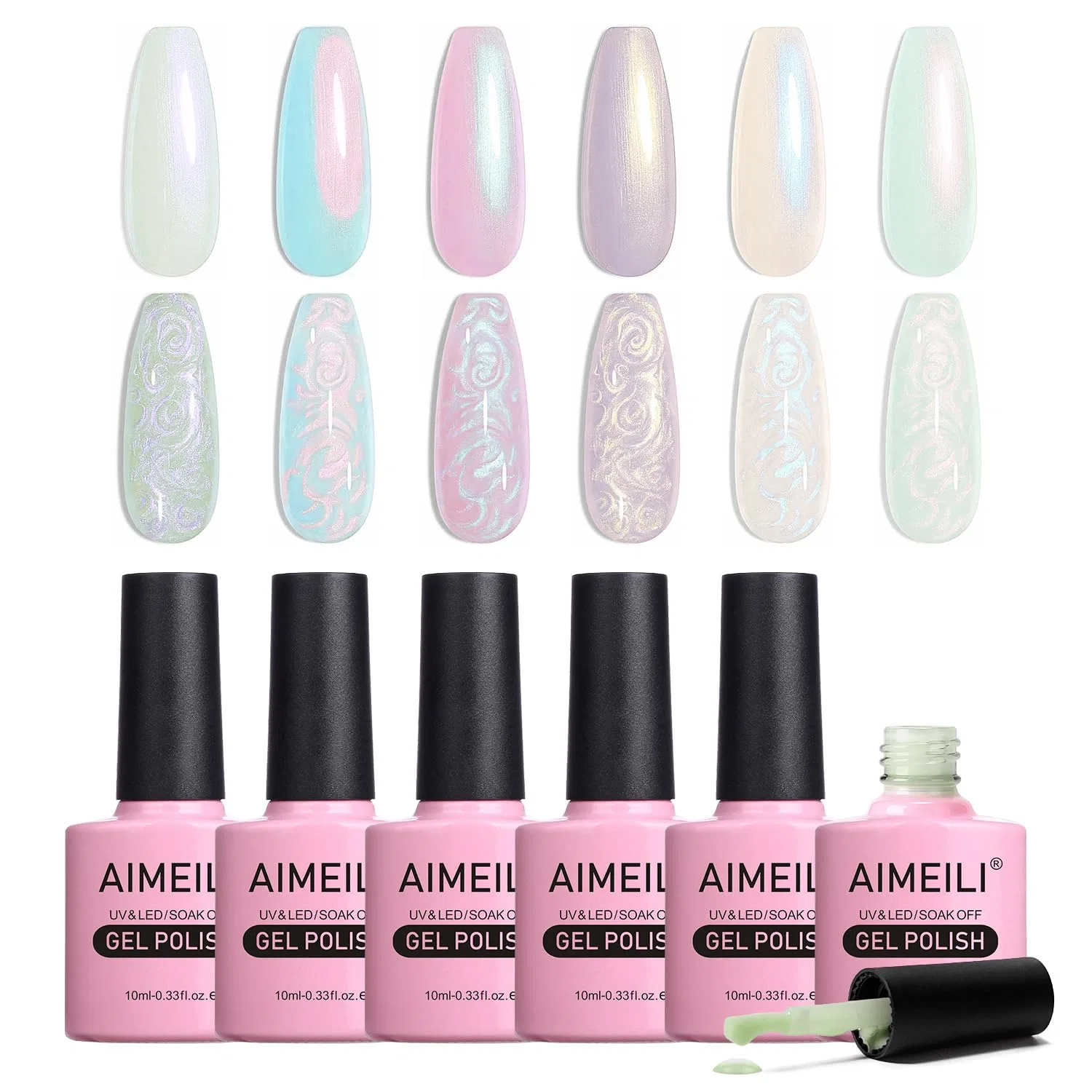 Набор гель-лаков AIMEILI с эффектом жемчуга (6 цветов) Aimeili, Kit6-42