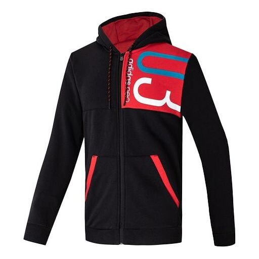 

Куртка neo logo printing hooded casual sports jacket black Adidas, черный