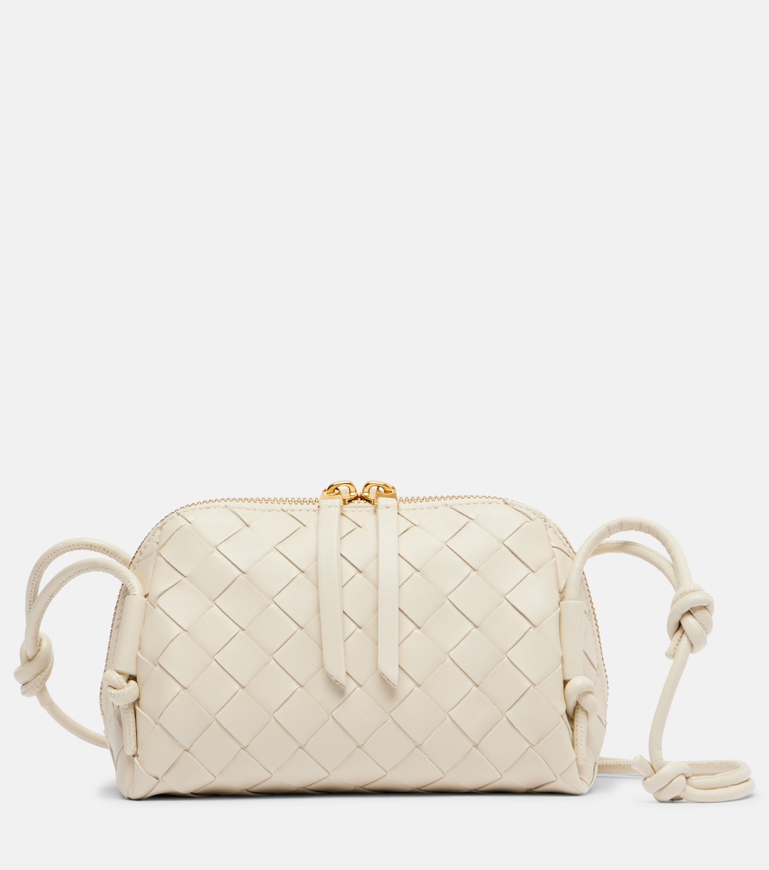 

Кожаная концертная сумка через плечо Bottega Veneta, Sea Salt-Gold