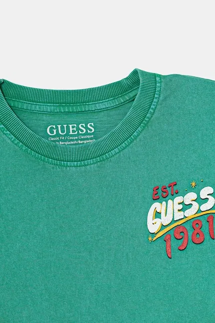 Футболка детская с принтом оверсайз Guess, зеленый — фото 3