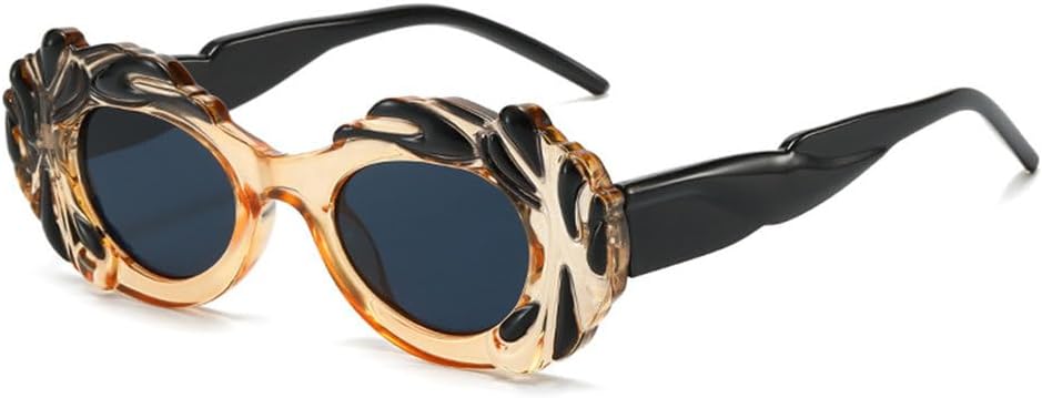 

Винтажные панк-солнцезащитные очки круглой формы для женщин и мужчин, модные разноцветные солнцезащитные очки класса люкс с защитой от УФ-излучения UV400 TYUVIVO, Blackbrown-black