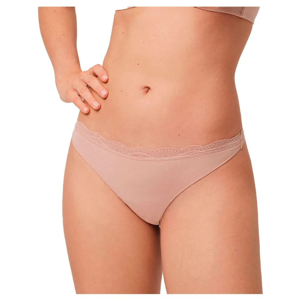 

Трусы Ysabel Mora Thong Cotton With Lace, бежевый