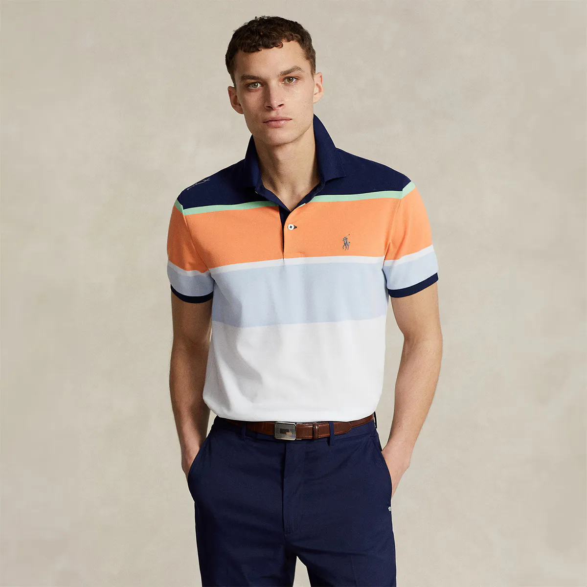 

Мужская приталенная рубашка поло из технической ткани Polo Golf Ralph Lauren, многоцветный